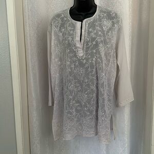 BALI COLLECTION SEQUIN TUNIC TOP Sz: 2X